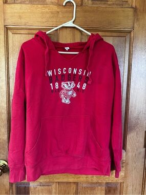 Wisconsin Badgers Red Hoodie with Mascot